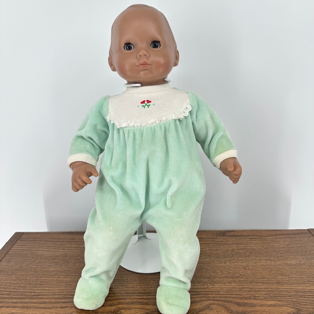 Pleasant Company Bitty Baby Doll Medium‎ Skin Brown Eyes Mint Green Sleeper Box